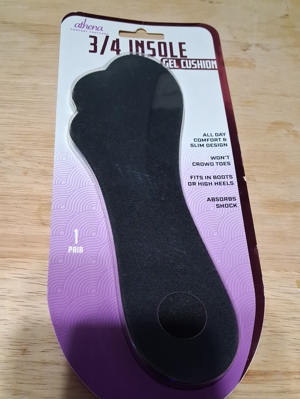 Athena Black 3/4 Gel Cushion Insole